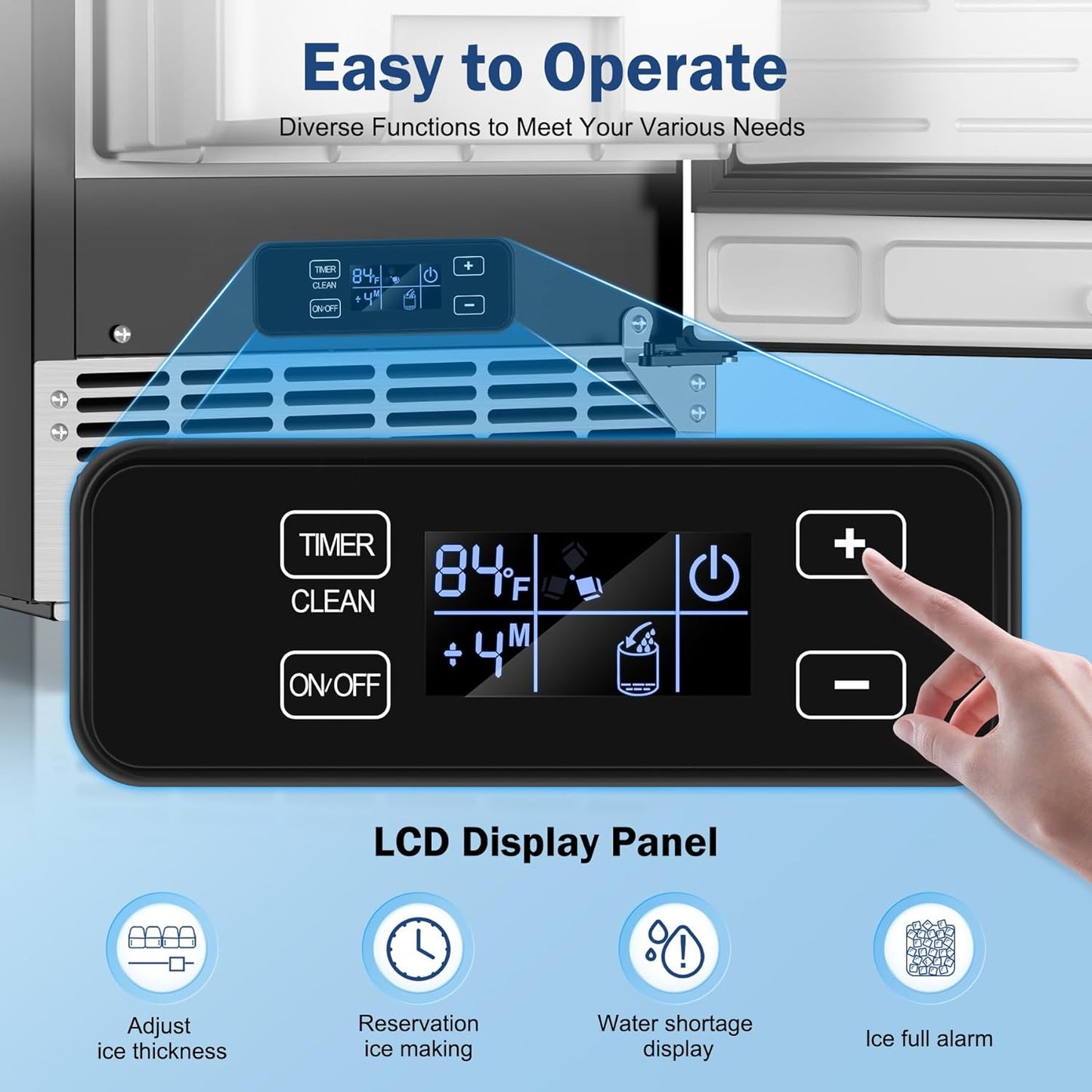 Under Counter Ice Maker, 95Lbs/Day with 35lbs Storage Bin, 40Pcs Cubes in 10Mins, Reversible Door, Built in Ice Machine for Home Office Commercial