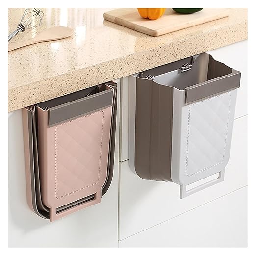 Collapsible Hanging Kitchen Trash Can Hanging Telescopic Folding Trash Can 1pc Multifunctional Cabinet Door Sorting Bin for Kitchen and Car(Gray)