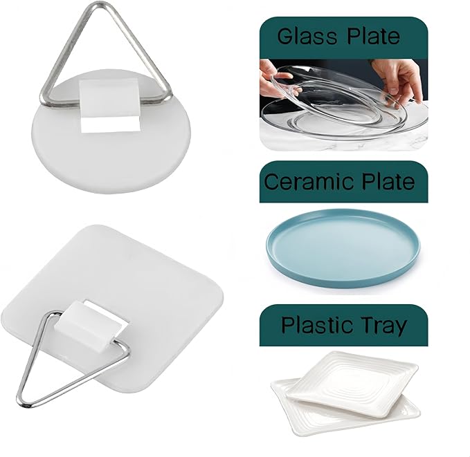 20Pcs 0.9in White Round Invisible Adhesive Plate Hangers,Vertical Plate Holders Wall Mount Display Holder,No Nails Decorative Plates for Artworks