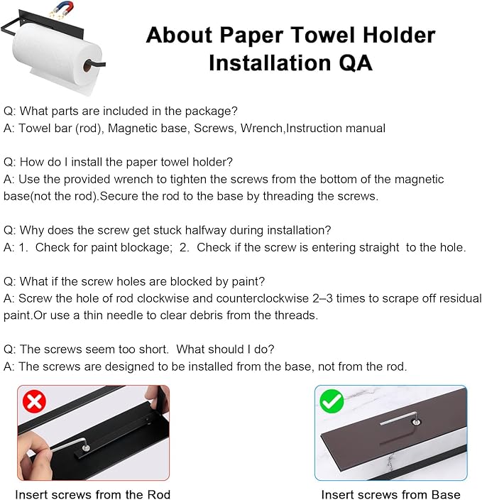 Paper Towel Holder, Magnetic Paper Towel Holder for Fridge, Toilet Paper Roll Holder Magnet Towel Rack Wall Mount Fridge Organizer for Paper Towels Rolls Bathroom Pantry RV Kitchen Storage
