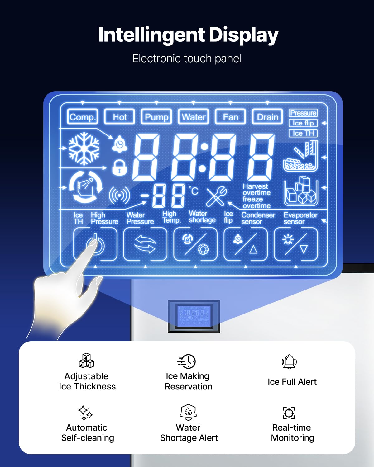 VEVOR Commercial Ice Maker Machine-Head 500 lbs/24 h, 22 Inch Stainless Steel Industrial Ice Machine, Self-Cleaning and Scheduled Ice Making, Modular Ice Cube Machine for Restaurant Hotel - Head Only