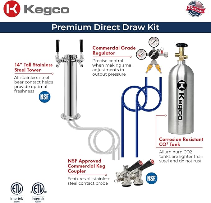 Kegco K309B-2 Double Faucet Digital Black Kegerator