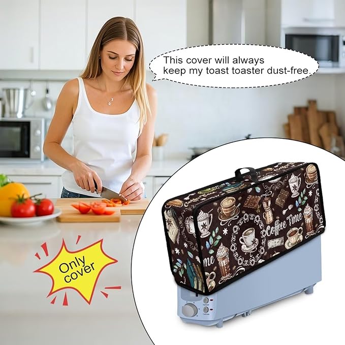 Coffee Toaster Cover 2 Slice Long Slot Toaster Covers 2 Slice, Easy to Fold and Carry Machine Washable Thin Small Appliance Covers for Kitchen