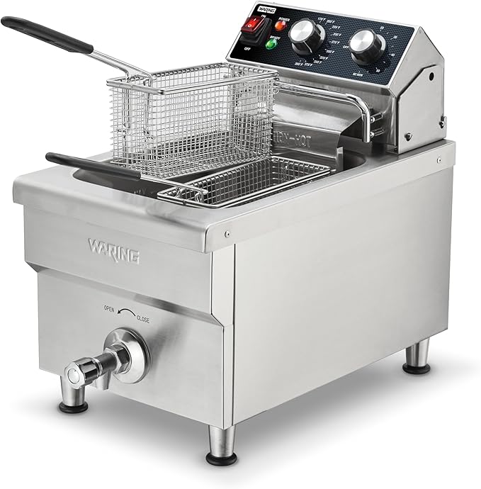 Waring Commercial 10lb Heavy-Duty Deep Fryer, for French Fries, Mozzerella Sticks, Chicken Wings, WDF1300