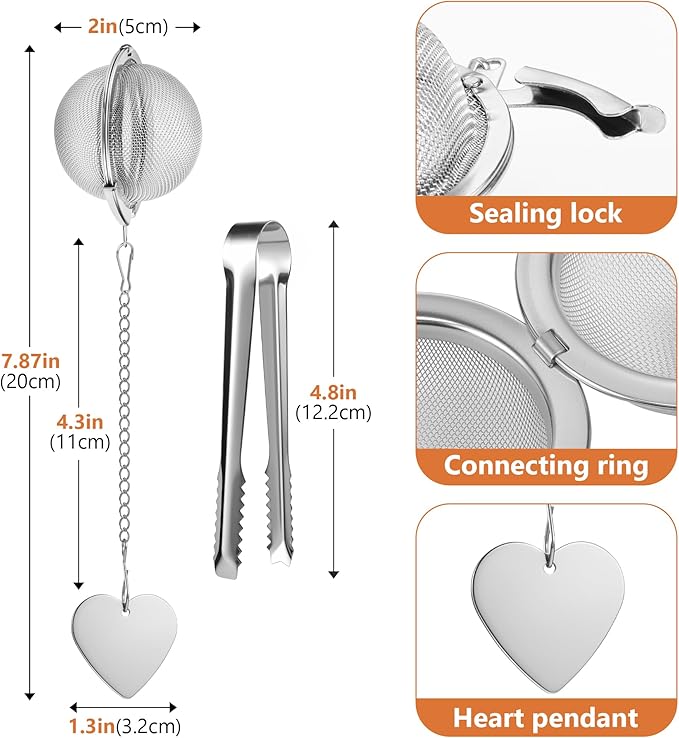 Tea Infuser for Loose Leaf Tea 2 Pack – 2" 304 Stainless Steel Tea Strainer Ball with Bonus Tea Scoop Clip – Extra Fine Mesh, Rustproof, Easy to Clean – DIKSEFN