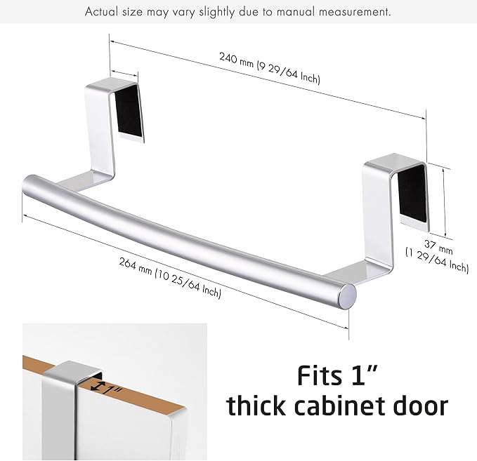 KES Over The Cabinet Door Towel Rack, Kitchen Towel Rack Over Cabinet Towel Bar Towel Holder SUS304 Stainless Steel 2 Pack Polished Steel, KTH200S26-P2