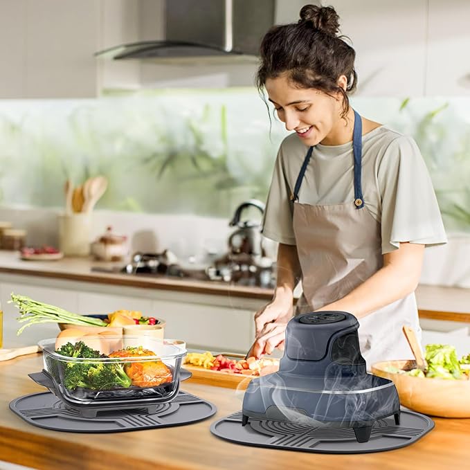 Air Fryer Trivets Silicone Mat for Ninja Crispi-Ninja Crispi accessories for Portable Glass Air Fryer Cooking System Holder, Multipurpose Hot Pads Compatible Hot Dishes,Pot,Bowl,Teapot,Hot Pot Holder