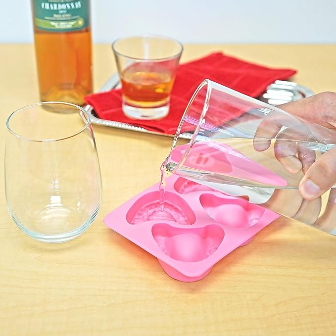 Fairly Odd Novelties FON-10014 Smile Teeth Denture Shaped ICE Tray Mold Perfect Gag or White Elephant Gift for Dentists or Seniors makes 4 Cubes One Size Pink