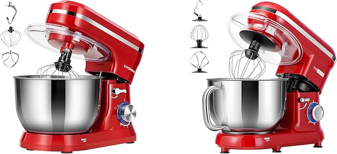 VIVOHOME 4.75 Quart Stand Mixer, 8 Speed Kitchen Electric Food Mixer with VIVOHOME Stand Mixer, 660W 10 Speed 6 Quart Tilt-Head Kitchen Electric Food Mixer