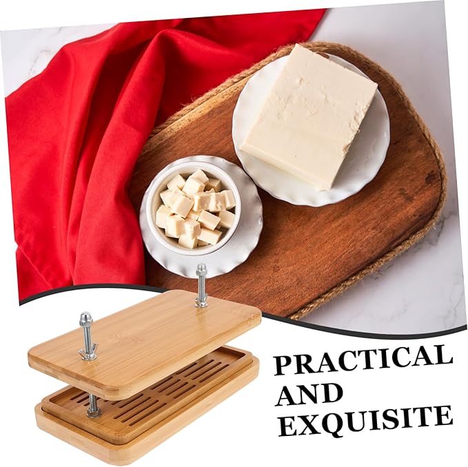 Hemobllo Bamboo Tofu Press 3-Layer Drip Tray Mold Adjustable Pressure Tofu Maker for Homemade Soybean Curd Efficient Kitchen Tool