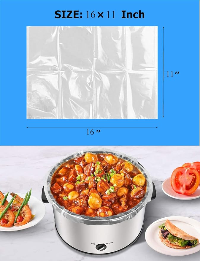 Slow Cooker Liners Small Size Pot Liners Disposable Cooking Bags Fit 1QT to 3QT Suitable for Slow Cooker and Oval & Round Pot (16)