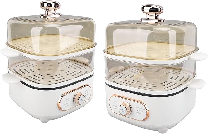 HEEPDD 2 Tier Electric Steam Pot, Steamers Multipurpose Cooker with Removable Steaming Trays, for Soup Noodles Seafood Vegetables 2 Tier Electric Steam Pot, 1200W 10.5L Stackable (US Plug 110V 700W)