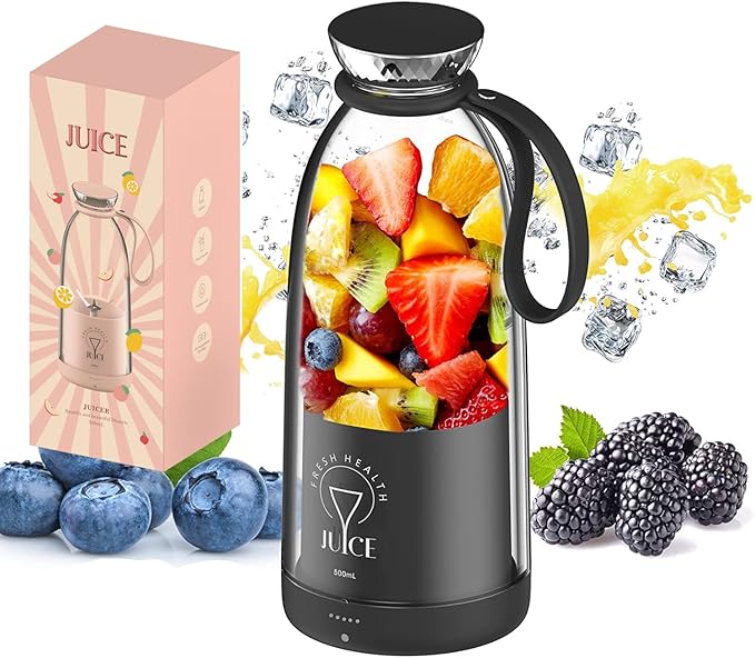 Electric Juicer Bottle, Stainless Steel, 8oz, for Smoothies, Shakes, Milkshakes (black)