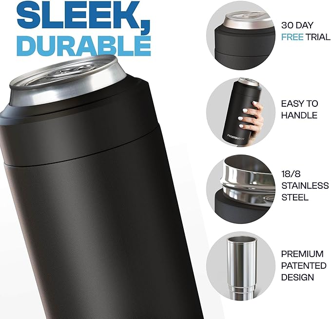 Frost Buddy Universal Can Cooler - Fits all - Stainless Steel Can Cooler for 12 oz & 16 oz Regular or Slim Cans & Bottles - Stainless Steel (Police)
