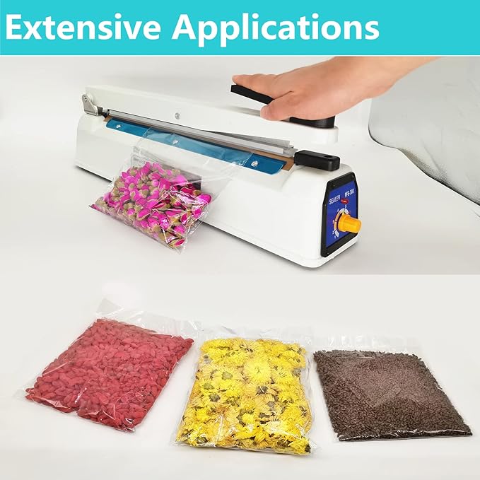 Impulse Heat Sealer Bag Sealer Machine Handheld Sealer Packaging Machine 3mm Sealing for Bag Width Sealing Machine for Self Sealing Plastic with Extra 4 Replacements 2 Fuse Kit(12 inches)