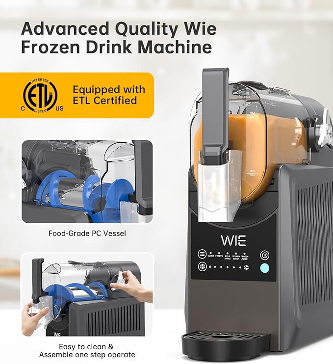 WIE Slushie Machine for Home, 88oz Slushy Machine No Ice Needed with 5 Presets, Shaved Ice Machine Self-Cleaning, Frozen Drink & Smoothie Maker Machine for Margaritas, Frappés, Cocktails & More