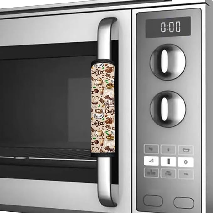 Refrigerator Door Handle Covers Pack of 6, Washable Anti-Skid Protector for Fridge Dishwasher Oven Keep Off Fingerprints Oil Stain Food Spot for Kitchen Home Decoration, Coffee Cake Beige
