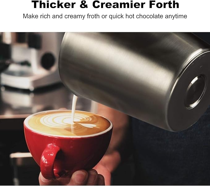Secura 17oz Electric Milk Frother and Steamer, Stainless Steel Detachable Milk Jug, 4-in-1 Hot & Cold Foam Maker for Latte, Cappuccino & Hot Chocolate, BPA & Teflon-Free, Dishwasher Safe