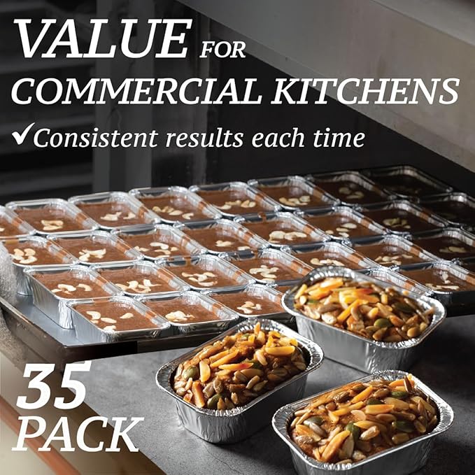 (35 Pack) 1 Lb Aluminum Foil Mini Loaf Pans - Foil Bread Pans for Baking - Perfect to Bake Individual Bread Loaves, Cakes & Meat - 1 Pound Aluminum Loaf Pans - 6 x 3.5 x 2 Inches