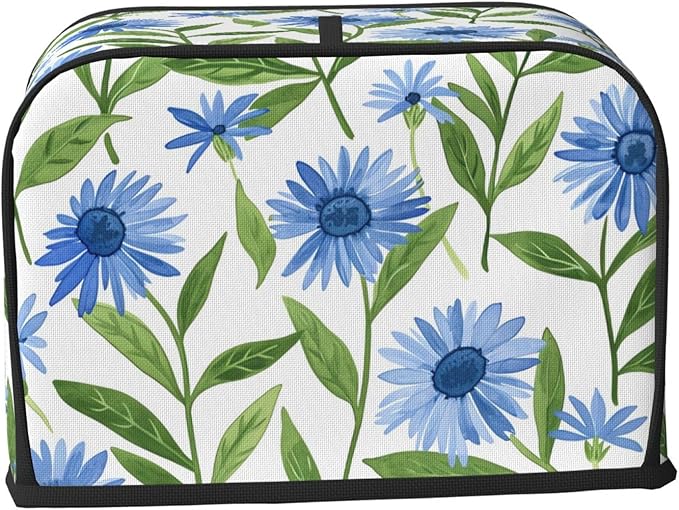 Cornflower White Flowers Toaster Cover 2 Slice, Cute Rural Bread Machine Cover, Washable Dust-Proof Cover for Kitchen Small Appliance Cover,with Top Handle