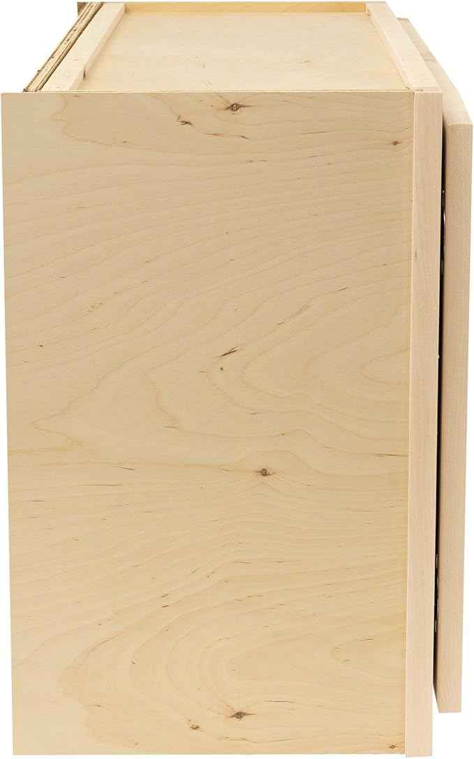 Quicklock RTA (Ready-to-Assemble) 42" Tall Wall Kitchen Cabinets - Shaker Style | 100% Hardwood | Made in America | Soft Close Hardware (Raw Maple, 12" D x 30" W x 24" H)