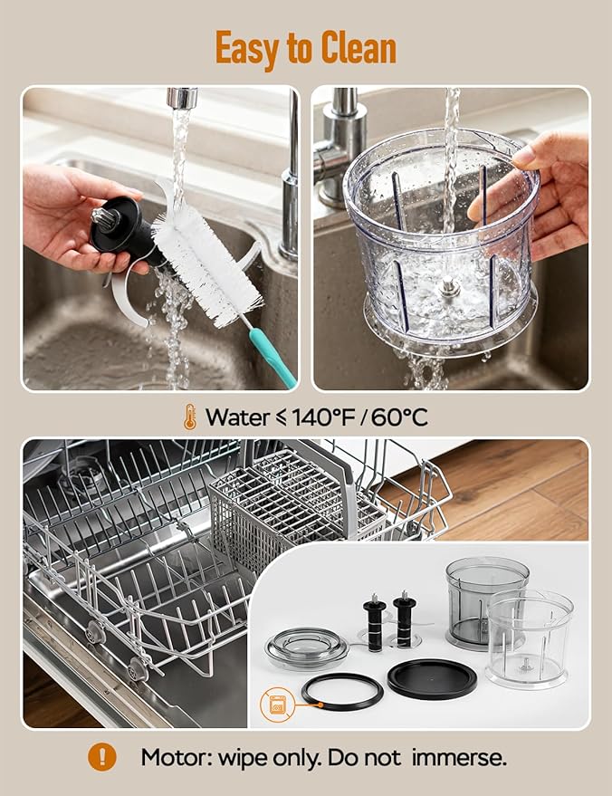 Food Processor 4 Cup: Mini Electric Food Chopper with 2 Bowls, Small Meat Grinder with 2 Speed & 4 Blades for Vegetable, Meat, Nuts, Functions for Chopping, Dicing, Mixing and Puree-Black