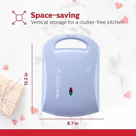 Holstein Housewares - Non-Stick Heart Waffle Maker, 120 Volts, Lavender - Makes 4 Heart-Shaped Waffles in Minutes