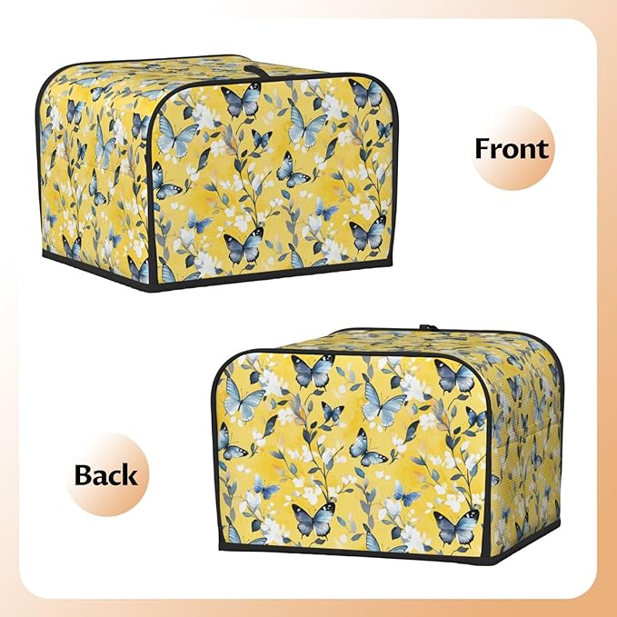 Toaster Cover 4 Slice Watercolor Pastel Butterfly Flower Kitchen Small Appliance Covers with Pockets Dust and Fingerprint Protection