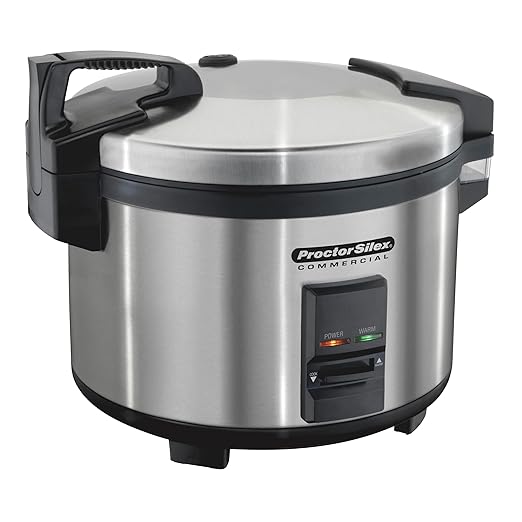 Proctor Silex Commercial 37540 Rice Cooker/Warmer, 40 Cups Cooked Rice Capacity, Nonstick Inner Pot, Hinged Lid, Stainless Steel Housing, Conforms to NSF