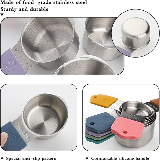Magnetic Measuring Cups and Spoons Set of 16,Stainless Steel Magnetic Measuring Cups Set 7 and Magnetic Measuring Spoons Set of 8 with Leveler for Dry Liquid Ingredients (16, Colorful)