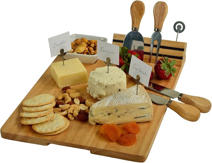 Picnic at Ascot NCAA West Virgina University Officially Licensed Mountaineers Bamboo Cheese/Charcuterie Board with Ceramic Bowl, Knife Set & cheese Markers
