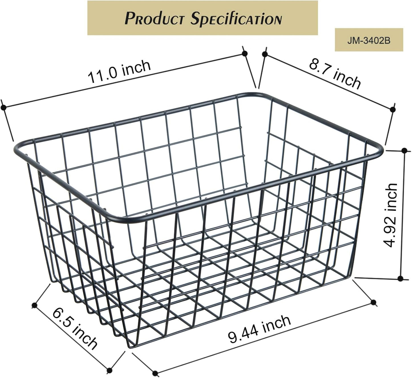 Wire Kitchen Storage Basket 2 Packs,Perfect Pantry Organization Accessories Basket,Laundry,Countertop Organization,Suitable for Kitchen,Bathroom,Bedroom,Tabletop,Stackable,Black
