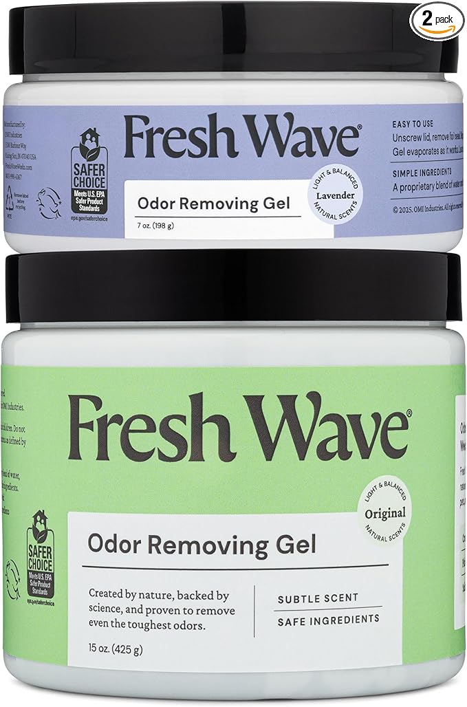 Fresh Wave Odor Removing Gel, Original 15 oz. & Lavender 7 oz.| Safer Odor Absorbers for Home | Natural Plant-Based Odor Eliminator | Every 7 oz. Lasts 15-30 Days | for Cooking, Trash & Pets