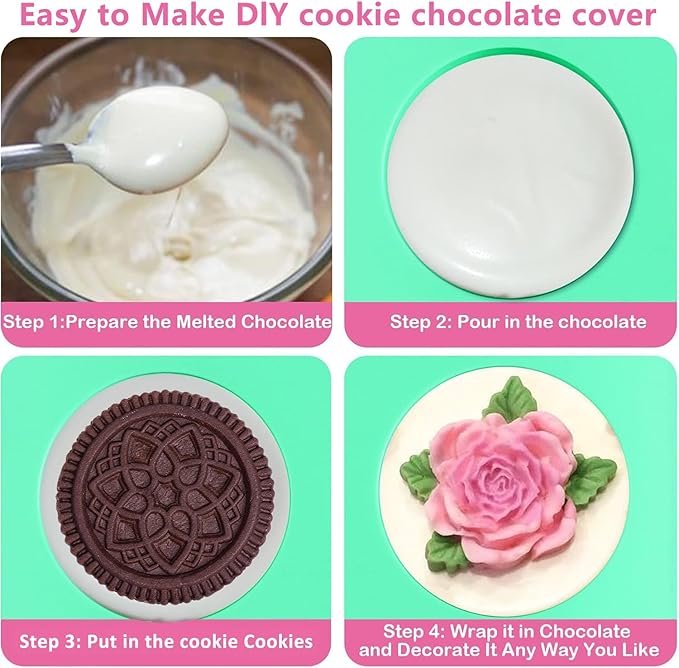Sidosir 3Pcs Oreo Cookie Chocolate Silicone Mold, 6-Cavity Round Cylinder Oreo Chocolate Cover Molds for Candy, Silicone Baking Molds for Mini Cakes, Jelly