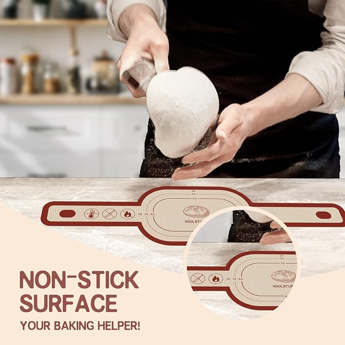 Silicone Bread Sling for Dutch Oven, 2 PCS Non-Stick & Easy Clean Reusable Silicone Bread Baking Mat with Long Handles, Easy to Transfer Sourdough Bread (Oval and Round, Red)