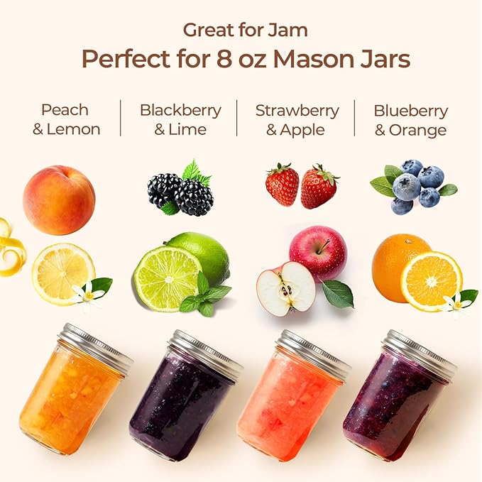 ComSaf Small Mason Jars 8 oz 12Pcs Bulk Set, Half Pint Regular Mouth Mason Jar with Lids and Seal Bands, Glass Canning Jars for Jam, Jelly, Spice, Meal Prep, Shower Wedding Favors, DIY Candles Decor