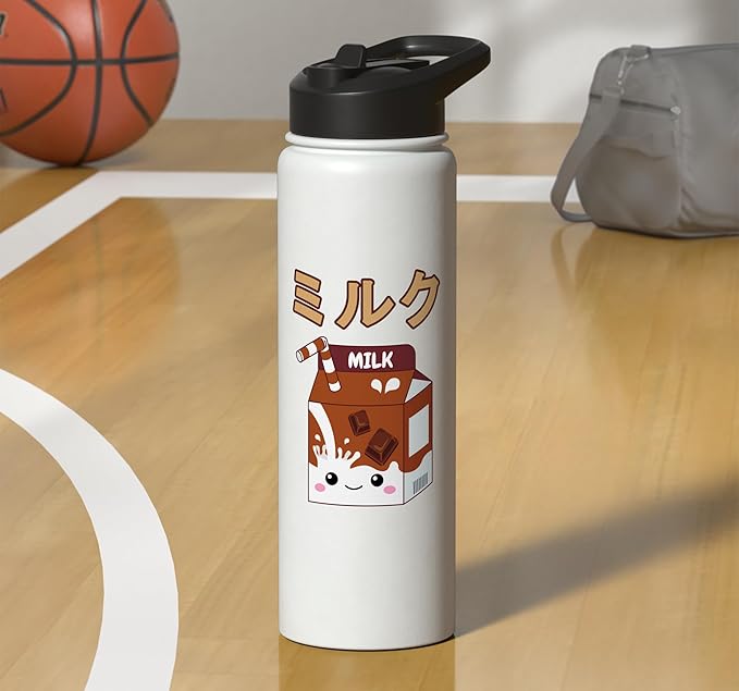 Cute Kawaii Chocolate Milk Japanese Anime Otaku Milkshake Stainless Steel Insulated Water Bottle