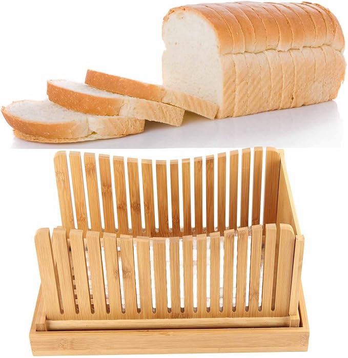 Bread, Homemad, Bread Loaf Slicing Guide with Crumb Tray, Foldable & Compact for Bread, Cakes and Bagels