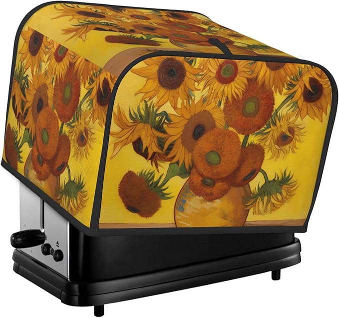 Sunflowers Painting Covers for Toasters 4 Slice,Cute Funny Bread Machine Cover with Handle,Washable Stain Resistant Kitchen Small Appliance Cover Dining Decor