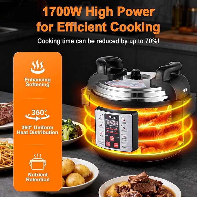 15.9QT/15L Commercial Pressure Cooker, 8-in-1 Multifunctional Large Pressure Cookers, 1700W Electric Pressure Canner with Non-stick Inner Pot, Slow Cooker Rice Maker for 25-35 People Use