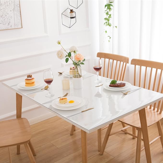 38 x 72 Inch Clear Table Cover Protector, Clear Table Protector for Dining Room Table, 1.5mm Plastic Table Cover, Waterproof Table Pad for Kitchen, Office