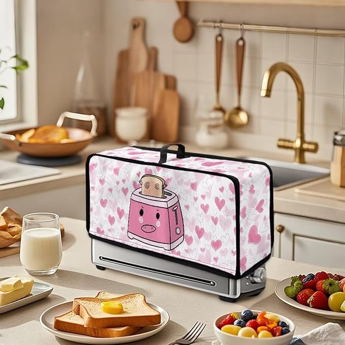 Toaster Cover 2 Slice Bread Fabric Heat-Resistant 2 Slice Slim Toaster Cover, Easy to Fold and Store Dustproof Protective Covers for Small Appliances