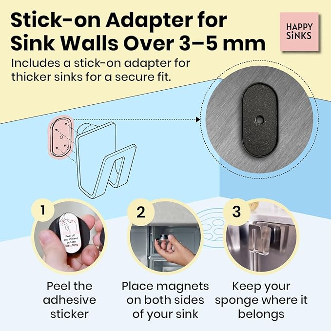 Magnetic Sponge Holder - Kitchen Sink Organizer - Ideal for Kitchen Organization & Accessories - Sink Sponge Holder (Stainless Steel)