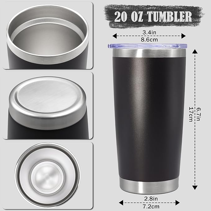 20 oz Tumbler Coffee Travel Tumblers Bulk with Lid Stainless Steel Double Wall Vacuum Insulated Mug Powder Coated Cups fit Car Cupholder for Hot and Cold - Mix Color, 12Pack