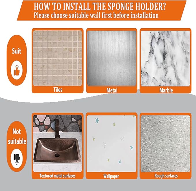 Sponge Holder Smiley Face,Sink Caddy,Kitchen Organizer with 2 Suction Cups/1 Adhesive Strips,Designed for Sponge,Soap,Dish Brush,Scrubber - Gray