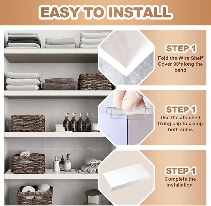 5 Pcs Wire Rack Covers 16x9x2.5 inch PVC Pantry Shelf Cover 0.31 inch Thick Removable Closet Wire Rack Shelf Covers,Decoration Kitchen Bathroom Office Shelving (Light Luxury White,16x9x2.5inch)