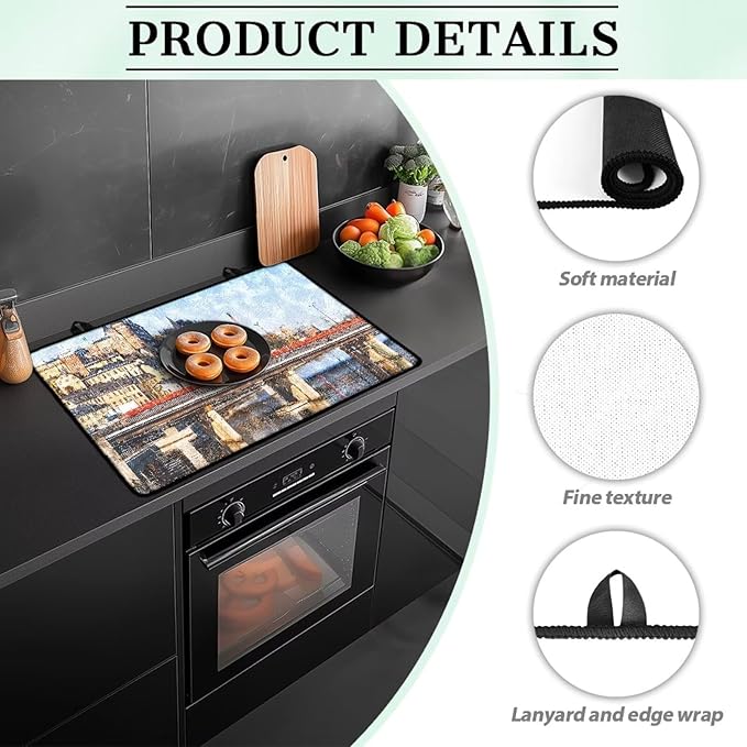 Sweden Pattern Electric Stove Top Cover Countertop Covers Electric Stove Protector Scratch-Resistant Flat Top Oven Cover Heat Resistant