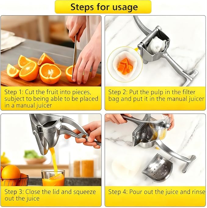 Hand Juicer Squeezer, Aluminum Alloy Fresh Fruit Juice Extractor, Fruit Juice Handheld Press Squeezer with Seed Filter, Heavy Duty Manual Hand Press Juicer for Orange Pomegranates Apple Lemon Lime (2)