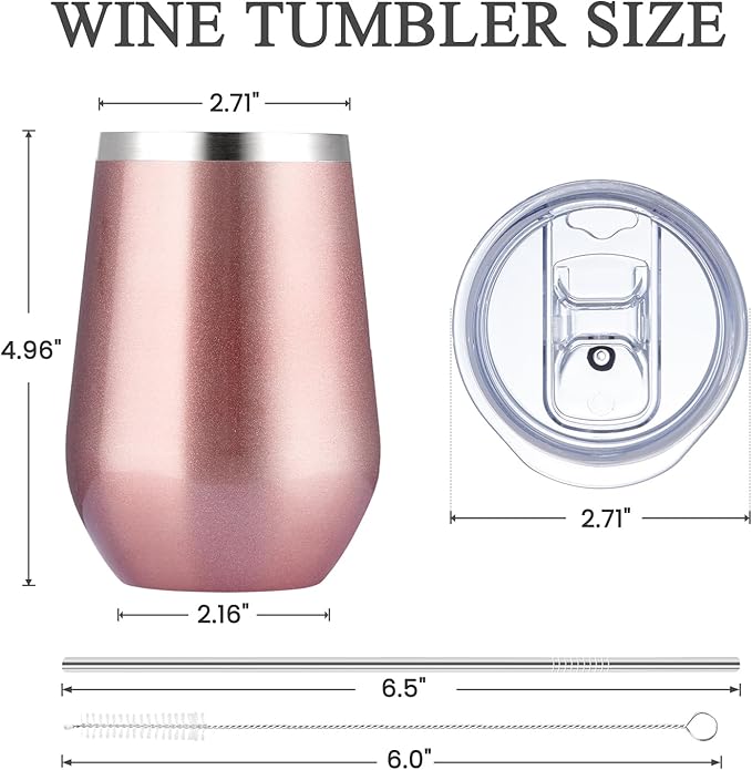 MEWAY 12oz Stainless Steel Wine Tumbler with Lid - Double Wall Vacuum Insulated Swig cups for Hot and Cold Drinks, Ideal for Coffee, Wine, Beer, gifts for Women under 10 dollars(Mix,Set of 4)