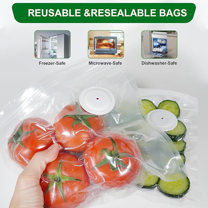 Reusable Vacuum Sealer Bags for Food Storage, 30 Pack BPA-Free (10.23 * 13.38 in), Freezer & Microwave Safe, Odor & Leak Resistant Vacuum Sealer Vacuum Bag